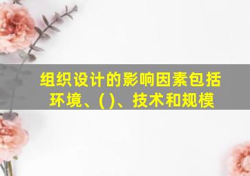 组织设计的影响因素包括环境、( )、技术和规模